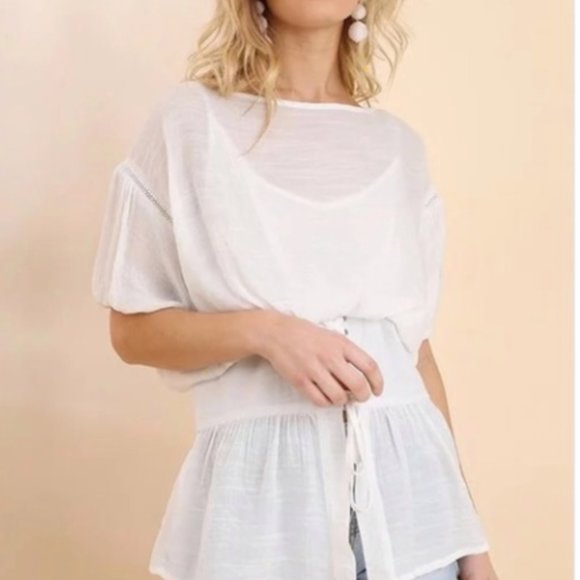 Umgee Tops - UMGEE PEASANT BOHO CORSET WAIST TOP L